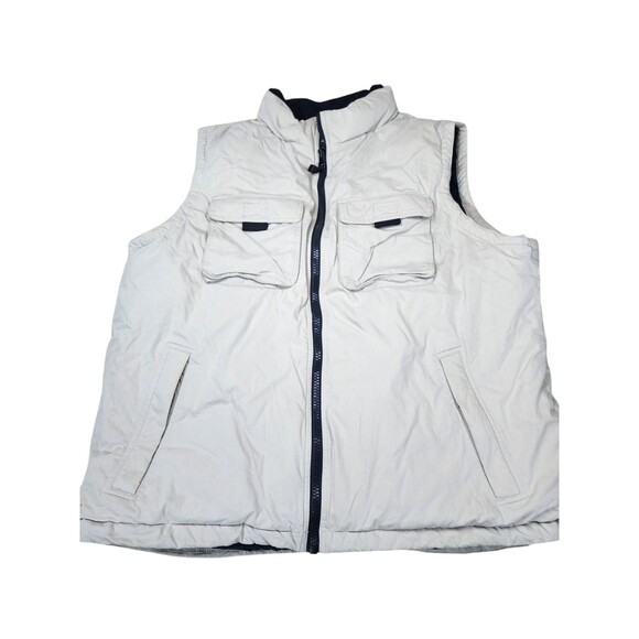 Eddie Bauer Men's XL Tall Khaki Cotton Nylon Leather Button Jacket Vest - Picture 1 of 6